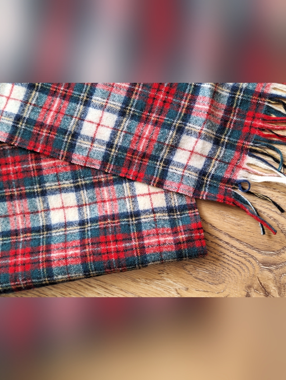 Vintage Pendleton Authentic Stewart Dress Tartan Wool Scarf - Red Multi - Picture 9 of 9